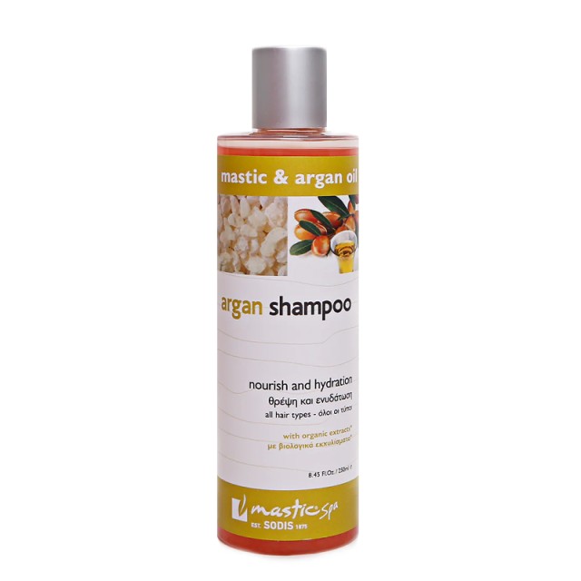 Mastic Spa Argan Shampoo, Σαμπουάν με Μαστίχα Χίου & Argan Oil για Επανόρθωση σε Θαμπά & Άτονα Μαλλιά  250ml