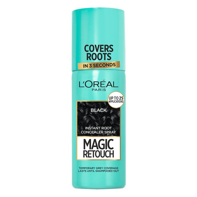 LOreal Magic Retouch Spray Κάλυψης Λευκών Ριζών 1 Μαύρο 75ml