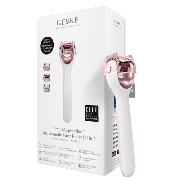 Geske Microneedle Face Roller 9in1 Starlight, Συσκευή Προσώπου με Εξαρτήματα Μεσοθεραπείας Ψύξης & Ροζ Χαλαζία, 1 τεμ.