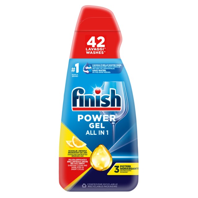 Finish Power Gel Fresh, Απορρυπαντικό Πλυντηρίου Πιάτων,  Λεμόνι, 940ml