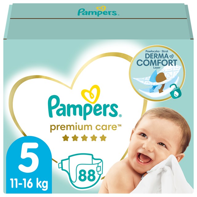 Pampers Premium Care Βρεφικές Πάνες Μέγεθος 5, (11kg-16kg), 88τμχ MEGA PACK