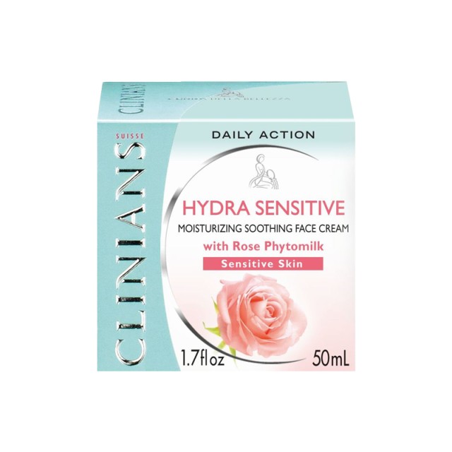 Clinians Hydra Sensitive Soothing Cream with Rose Phytomilk, Ενυδατική Κρέμα Ημέρας για Ξηρό & Ευαίσθητο Δέρμα, 50ml