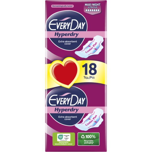 EveryDay Σερβιέτες Hyperdry MAXI NIGHT Ultra Plus 18 τεμ.