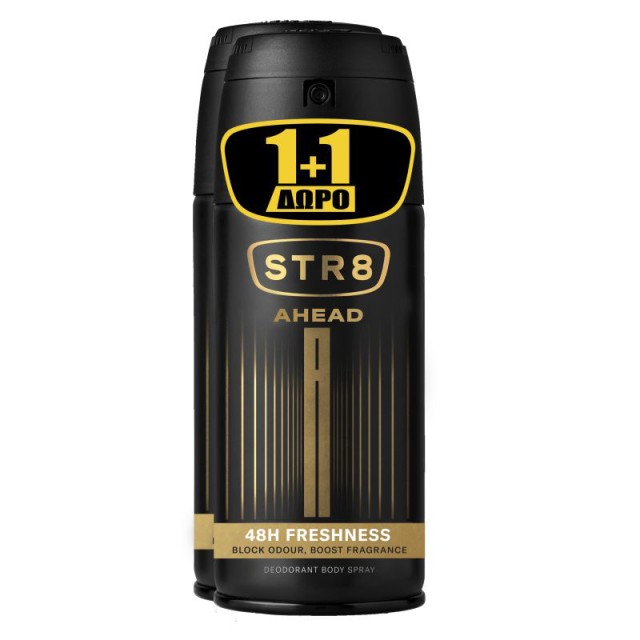 Str8 Ahead 48h Freshness Deo Spray, Αποσμητικό Σπρέι 2x150ml, 1+1 ΔΩΡΟ