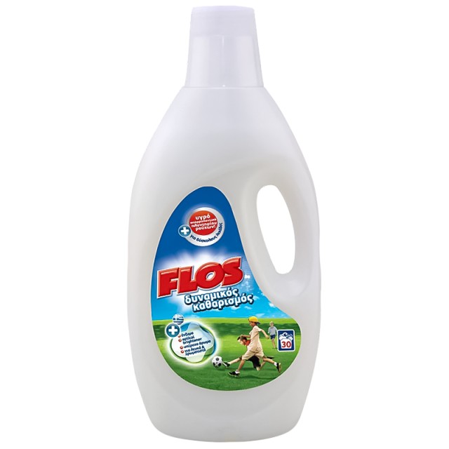 Flos Δυναμικός Καθαρισμός, Υγρό Πλυντηρίου Ρούχων 1,5lt 30μεζ.