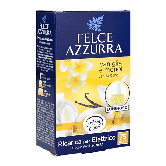 Felce Azzurra Vaniglia & Monoi Refil Air Freshener 20ml, Ανταλλακτικό για Ηλεκτρικό Αποσμητικό Χώρου, 1τμχ