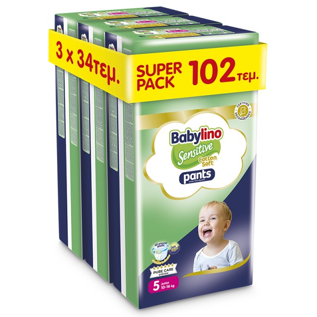 Babylino Pants Cotton Soft Unisex SUPER PACK No5 Junior 10-16kg 102 τεμ