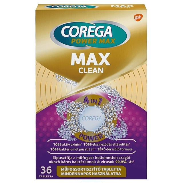 Corega Max Clean, Κάψουλες Καθαρισμού Τεχνητής Οδοντοστοιχίας 36τμχ