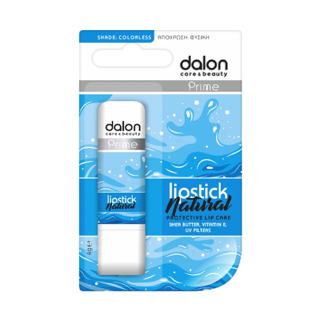 Dalon Prime Natural Lipstick, Προστατευτικό & Ενυδατικό Stick Χειλιών με βούτυρο Καριτέ, Καστορέλαιο & Βιταμίνη Ε, 4g