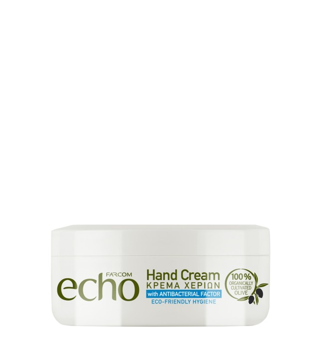 Echo Hand Cream, Κρέμα Χεριών με Αντιβακηριδιακό Παράγοντα, Εκχύλισμα Ελιάς Οργανικής καλλιέργειας & Βιταμίνη Ε, 200ml