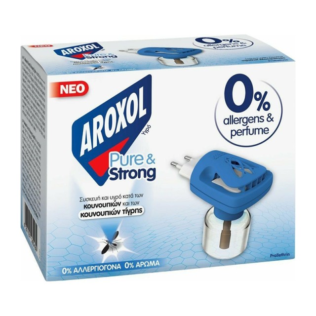 Aroxol Pure & Strong, Σετ Συσκευή & Υγρό Αντικουνουπικό 25ml με 0% Αλλεργιογόνα & Άρωμα