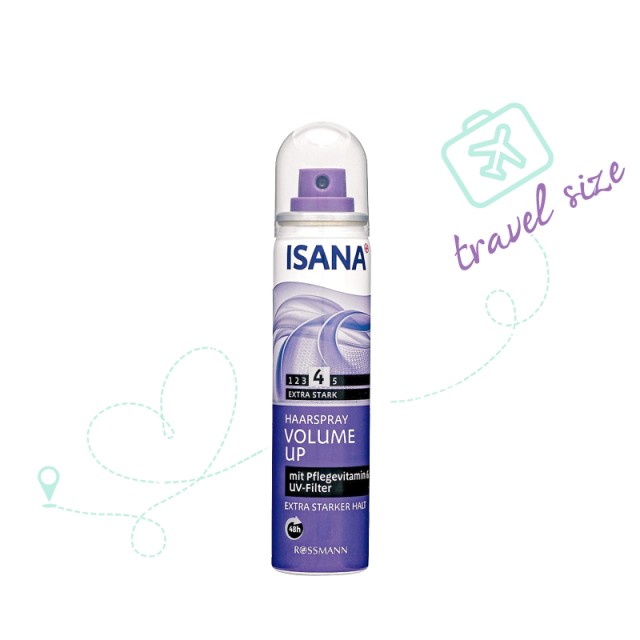 Isana Volume Up & UV Protect, Λακ Μαλλιών για Δυνατό Κράτημα, 75ml, Travel Size