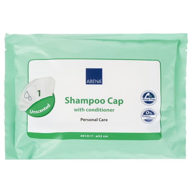 Abena Shampoo Cap with Conditioner, Σκουφάκι Λουσίματος Χωρίς Ξέβγαλμα Με Μαλακτική Κρέμα, 1τμχ