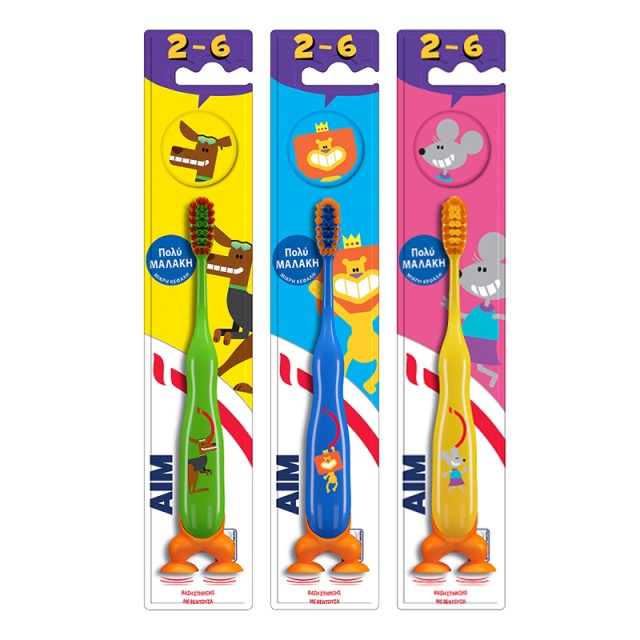 Aim Kids 2-6 Ετών Παιδική Οδοντόβουρτσα Πολύ μαλακή, 1τμχ (διάφορα σχέδια)