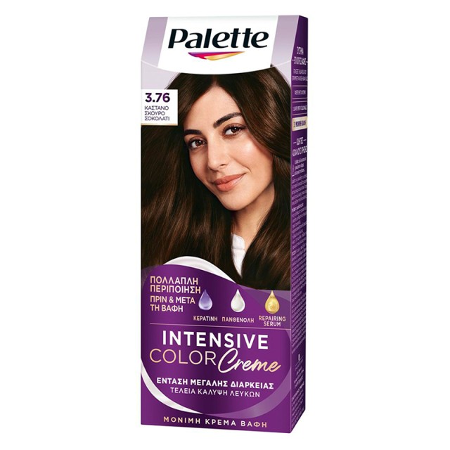 Schwarzkopf Palette Intensive Color Creme Μόνιμη Κρέμα Βαφή Μαλλιών No 3.76 Καστανό Σκούρο Σοκολατί, 1τμχ