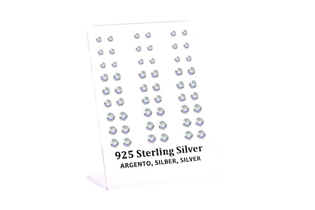 Ro Accessories Σκουλαρίκι αυτιού Ασήμι 925 4/5/6 mm 4 clip AB Zircon Rhodium plated