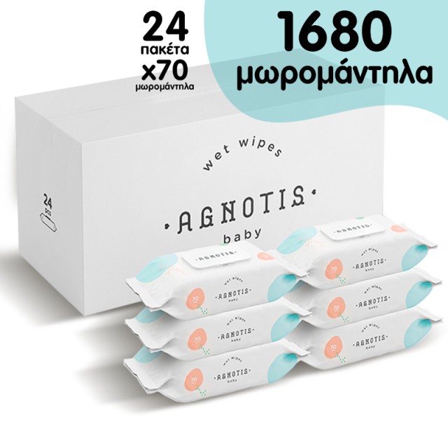Agnotis Baby Wet Wipes, Μωρομάντηλα, (24x70τμχ) 1680τμχ MONTHLY PACK