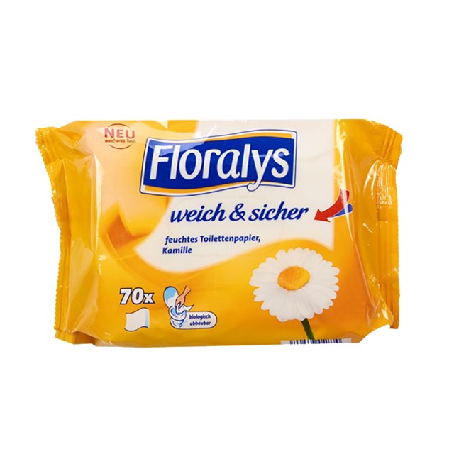 Floralys Χαμομήλι, Yγρό Χαρτί Υγείας, 70τμχ
