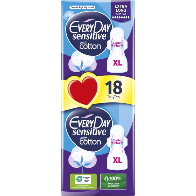 EveryDay Σερβιέτες Sensitive with Cotton MINI Ultra Plus 18 τεμ.