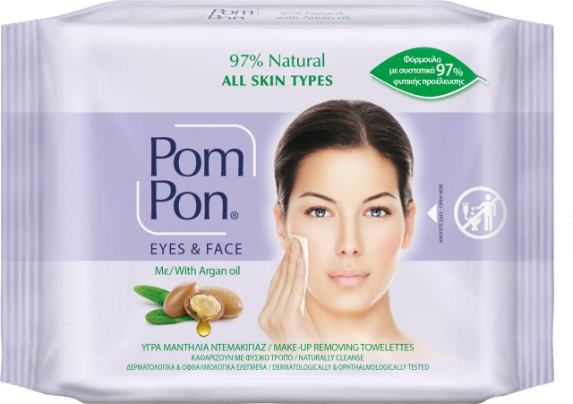 Pom Pon Natural Υγρά μαντήλια ντεμακιγιάζ 20 τεμ