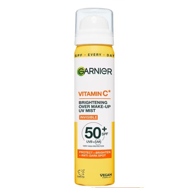 Garnier Vitamin C Brightening Over Makeup UV Mist SPF50+ Σπρέι Προσώπου με Αντηλιακή Προστασία, 75ml