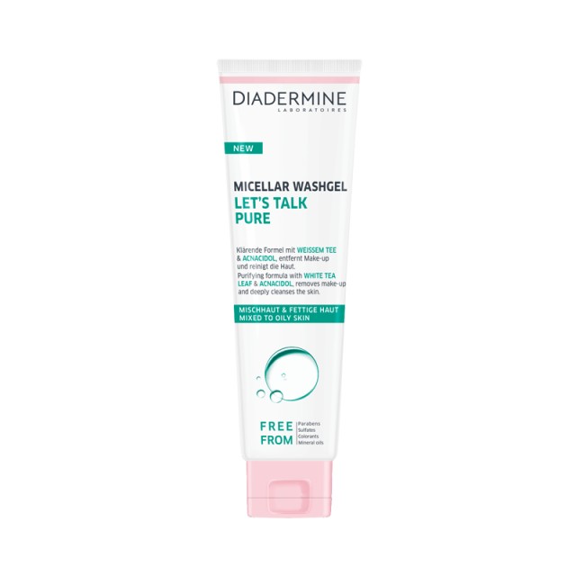 Diadermine Micellar Washgel Lets Talk Pure, Gel Καθαρισμού Προσώπου για μικτό & λιπαρό δέρμα, 150ml