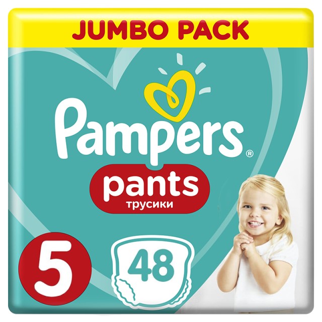 Pampers Pants, Πάνες Βρακάκι No5 (12-17kg), 48τμχ, JUMBO PACK