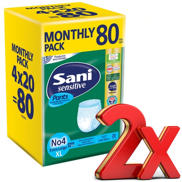 Ελαστικό εσώρουχο ακράτειας Sani Sensitive Pants Extra Large No4 (8x20τμχ) 160τμχ