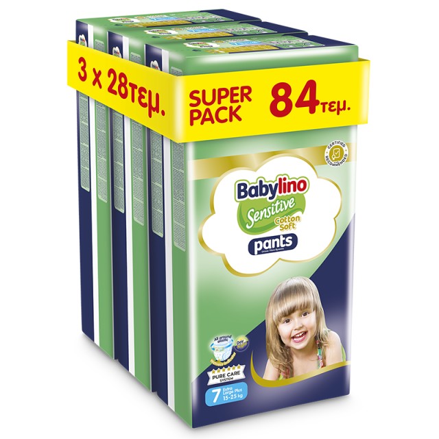 Babylino Pants Cotton Soft Unisex SUPER PACK No7 Extra Large Plus 15-25kg 84 τεμ.