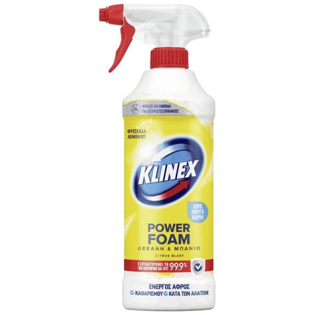 Klinex Power Foam Αφρός Καθαρισμού Μπάνιου Citrus, 435ml