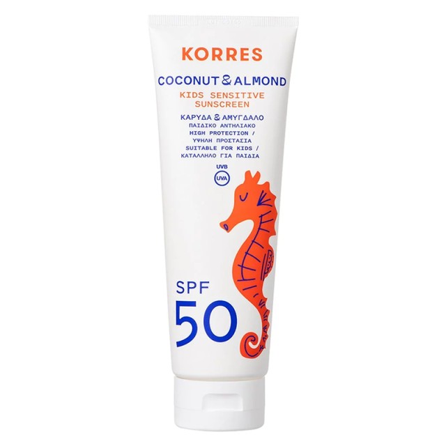 Korres Παιδικό Αντηλιακό Προσώπου + Σώματος SPF50 με Καρύδα + Αμύγδαλο, 250ml