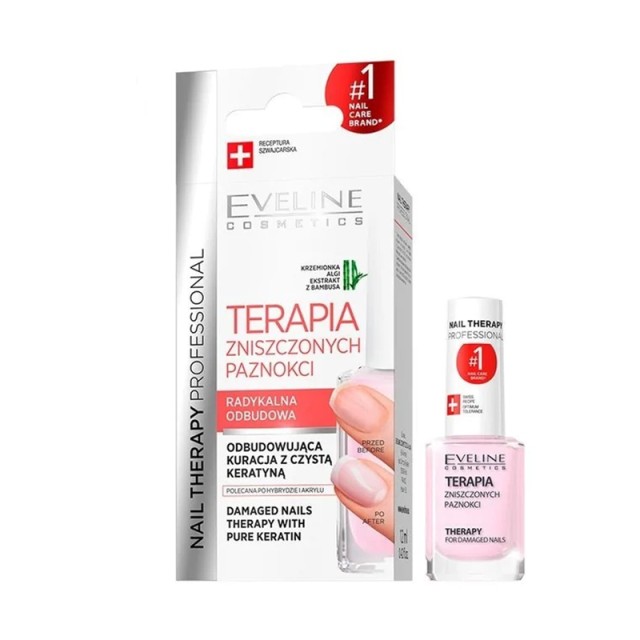 Eveline Cosmetics search EVELINE Nail Therapy Damaged Nails With Pure Keratin, Πολυβιταμινούχο Bερνίκι Nυχιών με Κερατίνη, 12ml