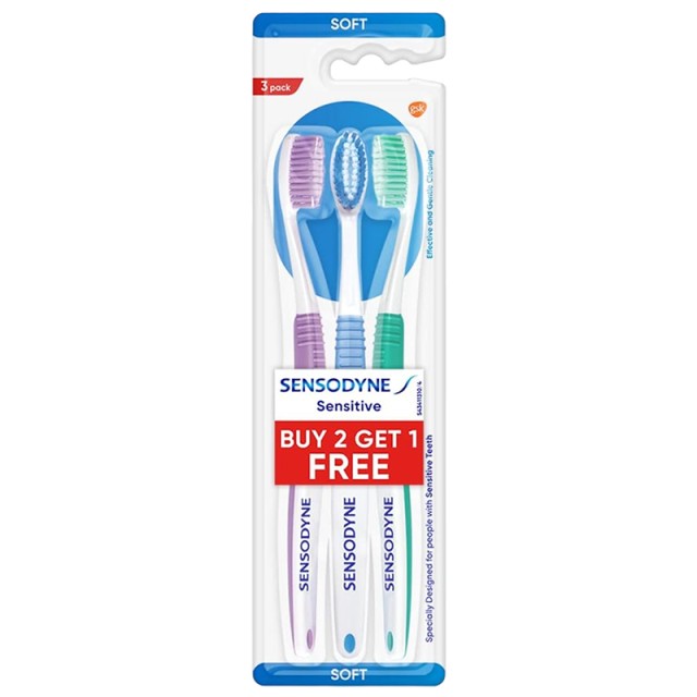 Sensodyne Sensitive Μαλακή Οδοντόβουρτσα 2+1 ΔΩΡΟ