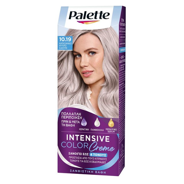Schwarzkopf Palette Intensive Color Creme Μόνιμη Κρέμα Βαφή Μαλλιών No 10.19 Κατάξανθο Ψυχρό Σαντρέ, 1τμχ