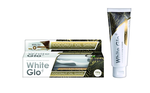 WhiteGlo 2in1 Coconut Oil Shine, Λευκαντική Οδοντόκρεμα 150ml + Οδοντόβουρτσα + Mεσοδόντια