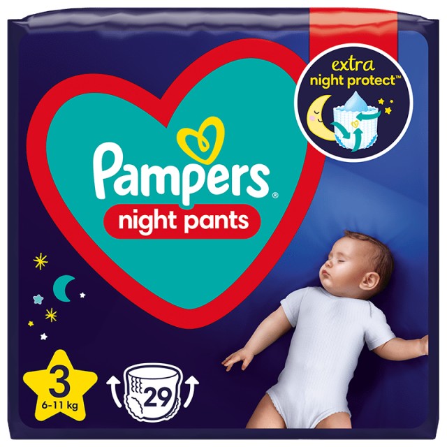 Pampers Night Pants, Πάνες Βρακάκι Νο3 (6-11kg), 29τμχ