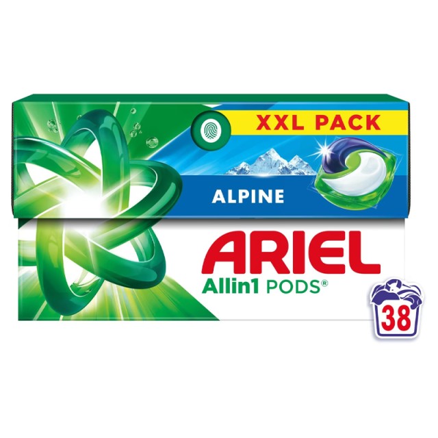 Ariel  Allin1 Pods Alpine, Kάψουλες Πλυντηρίου Ρούχων, 38τμχ