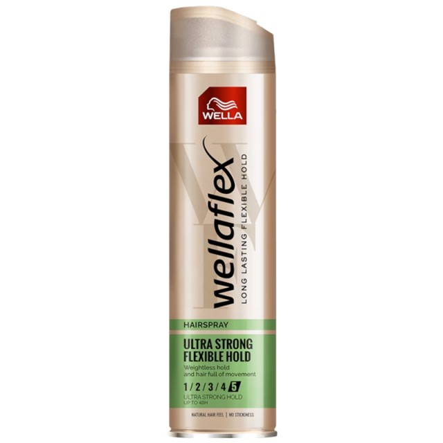 Wellaflex Ultra Strong Flexible Hold Hairspray Νο5, Λακ για Ελαστικότητα & Πολύ Δυνατό Κράτημα στα Μαλλιά, 250ml