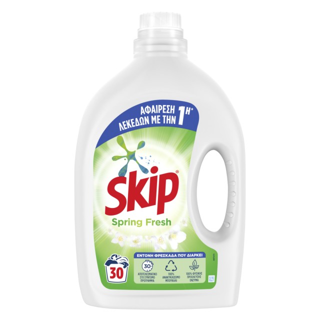 Skip Spring Fresh, Υγρό Πλυντηρίου ρούχων, 30μεζ 1,5lt