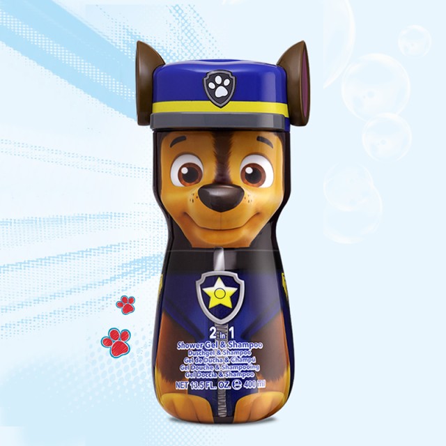 Air Val Paw Patrol Chase 2 in 1 Shower Gel & Shampoo 2D, Παιδικό Σαμπουάν & Αφρόλουτρο, 400ml