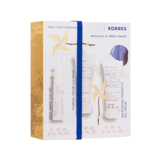 Kοrres Greek Yoghurt Hydration Discovery Kit, Ελληνικό Γιαούρτι Gel Ματιών 15ml, Καθαριστικό Προσώπου, 20ml & Κρέμα Προσώπου, 20ml για Ενυδάτωση & Θρέψη, 1 σετ