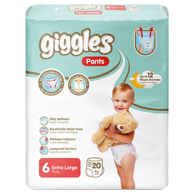 Βρεφικές Πάνες-Βρακάκι Giggles Pants No6 Extra Large 15+Kg 20τμχ
