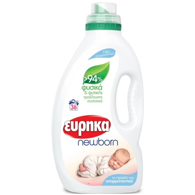 Εύρηκα New Born Βρεφικό Υγρό Απορρυπαντικό Πλυντηρίου Ρούχων 1,8lt 36μεζ