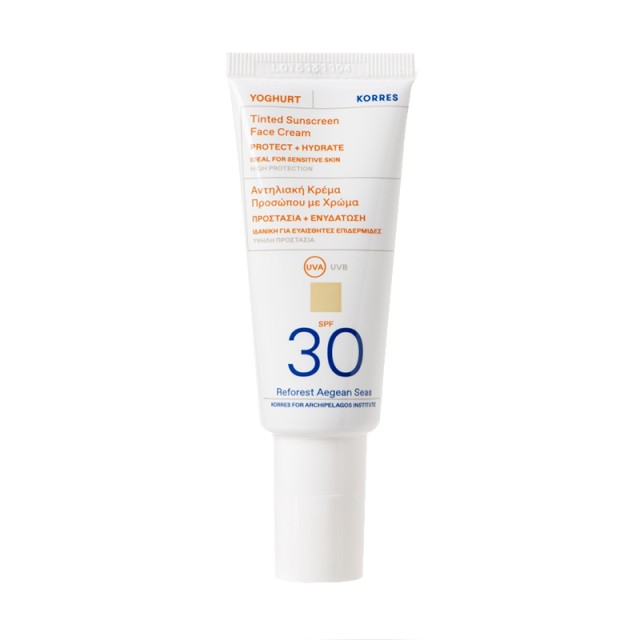 Korres Yoghurt Tinted Sunscreen Face Cream SPF 30, Αντηλιακή Κρέμα Προσώπου Με Χρώμα 40ml