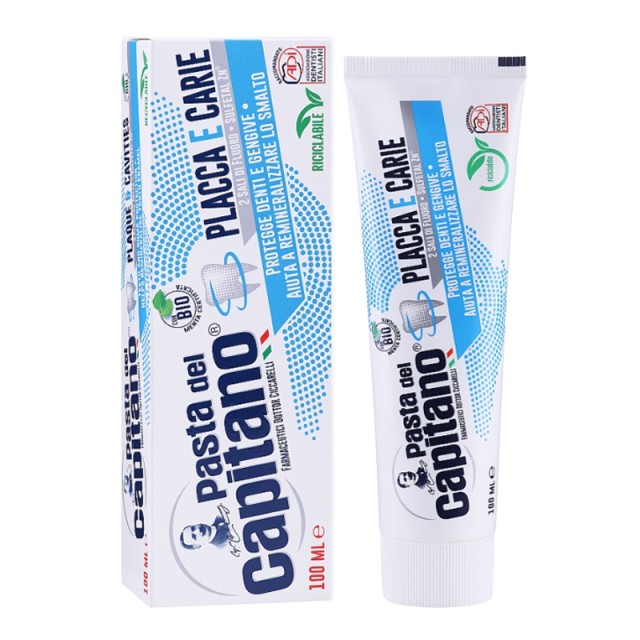 Pasta Del Capitano Βio Toothpaste Plaque & Cavities, Oδοντόκρεμα Kατά της Tερηδόνας& της Πλάκας, 75ml