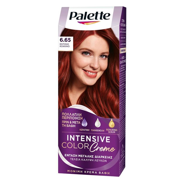 Schwarzkopf Palette Intensive Color Creme Μόνιμη Κρέμα Βαφή Μαλλιών No 6.65 Έντονο Κόκκινο, 1τμχ