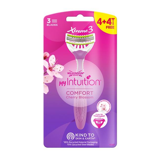 Wilkinson Sword 4+4 myIntuition Comfort X3 Cherry Blossom, Ξυραφάκια, 8τμχ