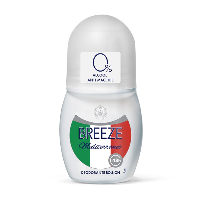 Breeze Mediterraneo 0% Alcohol, Αποσμητικό Roll on, 50ml