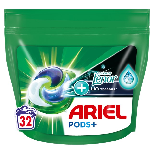 Ariel All-in-1 PODS, Κάψουλες πλυντηρίου +TOL Unstoppables, 32 Κάψουλες