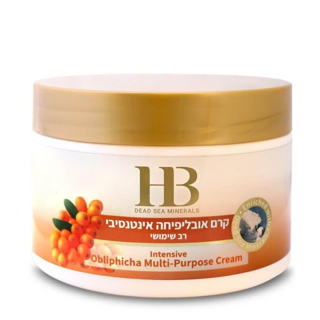 H.B. Intensive Obliphicha Multi Purpose Cream, Ενισχυμένη Πολυλειτουργική Κρέμα Σώματος με Obliphicha, Λάδι Λεβάντας, Αλόη, Λάδι Καρότου, Βιταμίνες & Μεταλλικά Στοιχεία της Νεκράς Θάλασσας, 350ml
